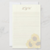 Blush Sunflower Monogram Schrijfpapier Briefpapier (Voorkant)