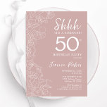 Blush Surprise 50ste verjaardag Kaart<br><div class="desc">Blush roze en wit verrassing 50ste verjaardag uitnodiging. Het moderne vrouwelijke ontwerp heeft botanische accenten en typografie script lettertype. Elegante bloemenuitnodigingskaart perfect voor een stijlvol vrouw verrassingsdagfeest. Gedrukte Zazzle-uitnodigingen of direct download digitale afdrukbare sjabloon.</div>
