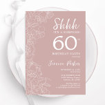 Blush Surprise 60e verjaardag Kaart<br><div class="desc">Blush roze en wit verrassing 60e verjaardag uitnodiging. Het moderne vrouwelijke ontwerp heeft botanische accenten en typografie script lettertype. Elegante bloemenuitnodigingskaart perfect voor een stijlvol vrouw verrassingsdagfeest. Gedrukte Zazzle-uitnodigingen of direct download digitale afdrukbare sjabloon.</div>