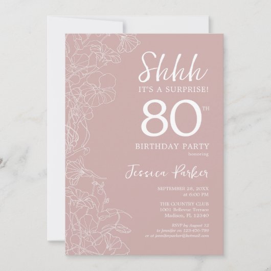 Blush Surprise 80ste verjaardag Kaart (Voorkant)