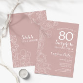 Blush Surprise 80ste verjaardagsfeestje Kaart