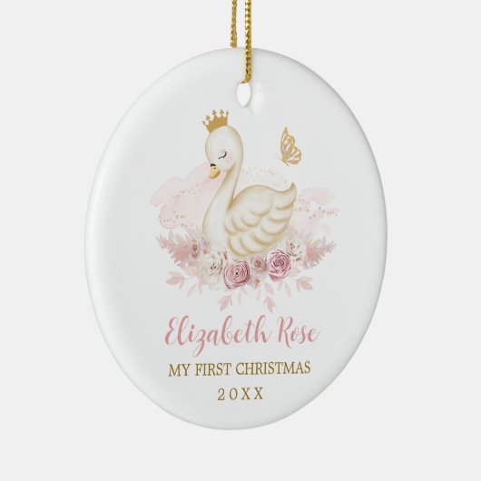  Blush Swan Princess Baby 1 kerst Keramisch Ornament (Rechts)