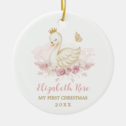 Blush Swan Princess Baby 1 kerst Keramisch Ornament (Voorkant)