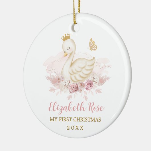 Blush Swan Princess Baby 1 kerst Keramisch Ornament (Links)