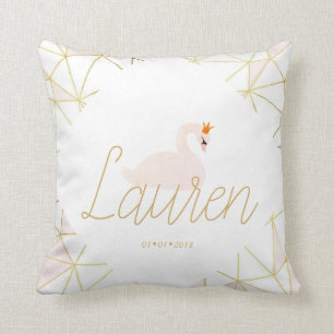 Blush Swan print ussen Naam Kussen