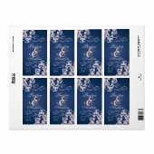 Blush Swirl Roos Gold Jeweled Blue Wine Label (Full Sheet)