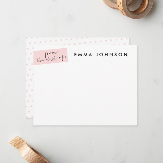 Blush Tab Flat Note Kaart - dot backer Notitiekaartje (Voorkant / Achterkant in situ)