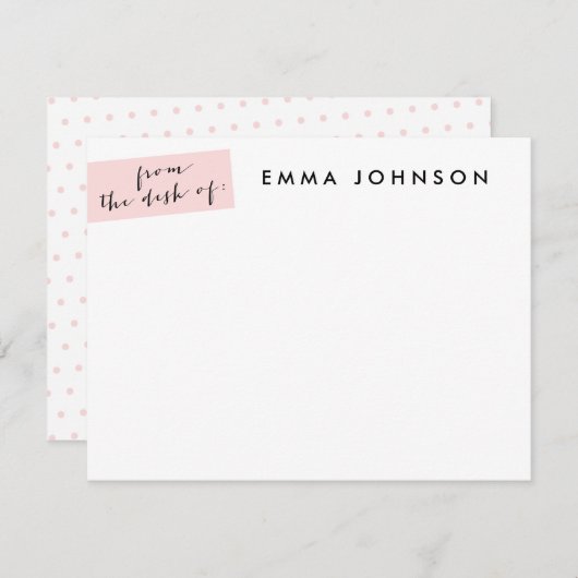 Blush Tab Flat Note Kaart - dot backer Notitiekaartje (Voorkant / Achterkant)