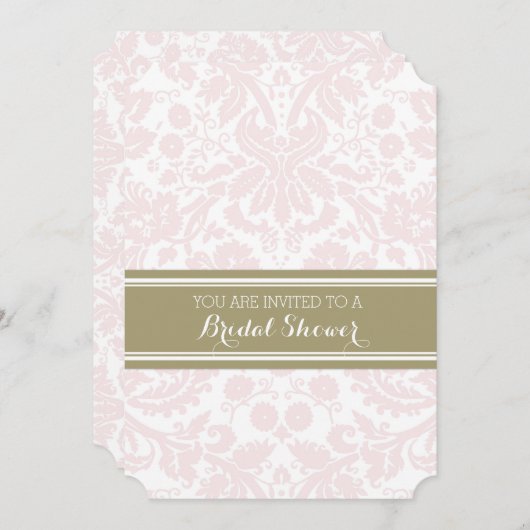 Blush Tan Damask Bruids Douche Uitnodiging Kaarten (Voorkant / Achterkant)