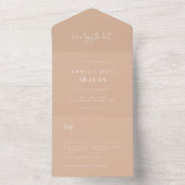 Blush Tan Elegant Minimalist Tear Off Wedding All In One Uitnodiging (Binnen)