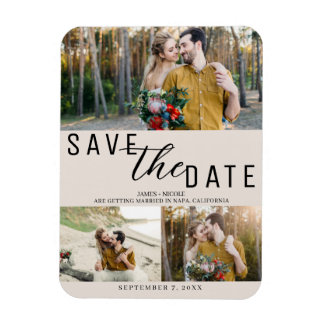 Blush Tan Save the Date Wedding 3 foto's Magneet