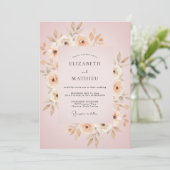 Blush Taupe Blad Bruiloft Kaart (Staand voorkant)