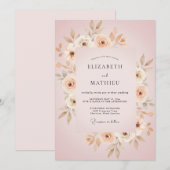 Blush Taupe Blad Bruiloft Kaart (Voorkant / Achterkant)