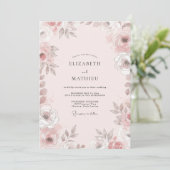Blush Taupe Bruiloftsbloem Kaart (Staand voorkant)