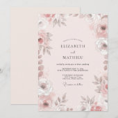 Blush Taupe Bruiloftsbloem Kaart (Voorkant / Achterkant)