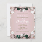 Blush Taupe Cotton Floral Greenery Rustic Wedding Kaart (Voorkant)