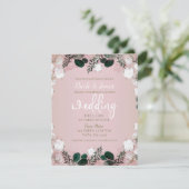 Blush Taupe Cotton Floral Greenery Rustic Wedding Kaart (Staand voorkant)