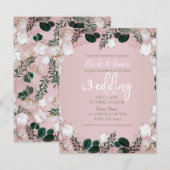Blush Taupe Cotton Floral Greenery Rustic Wedding Kaart (Voorkant / Achterkant)