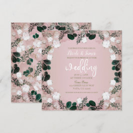 Blush Taupe Cotton Floral Greenery Rustic Wedding Kaart
