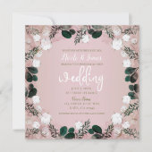 Blush Taupe Cotton Floral Greenery Rustic Wedding Kaart (Voorkant)