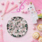 Blush Taupe Cotton Floral Greenery Rustic Wedding Papieren Bordje (Feest)