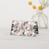 Blush Taupe Cotton Floral Greenery Rustic Wedding Plaatskaartje (Achterkant)
