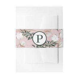 Blush Taupe Cotton Floral Greenery Rustic Wedding Uitnodigingen Wikkel