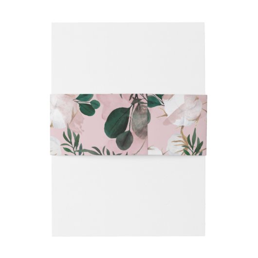 Blush Taupe Cotton Floral Greenery Rustic Wedding Uitnodigingen Wikkel (Achterkant Voorbeeld)