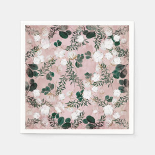 Blush Taupe Katoen Bloemig Groene Rustieke Bruilof Servet
