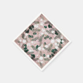 Blush Taupe Katoen Bloemig Groene Rustieke Bruilof Servet (Hoek)