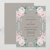 Blush Taupe Pioen Huwelijk Kaart (Voorkant / Achterkant)