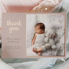 Blush Taupe Rose Gold Foil Birth Announcement  Folie Feestdagenkaart
