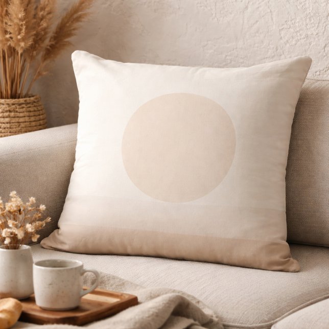 Blush Taupe Sun Glow Worpillow Kussen (Blush taupe sun circle accent for refined neutral living spaces)