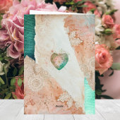 Blush Teal Baroque Sacred Heart Happy Valentines  Kaart