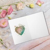 Blush Teal Baroque Sacred Heart Happy Valentines  Kaart