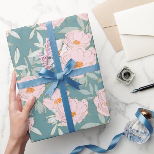Blush Teal Tuin Cadeaupapier (Geschenken)
