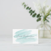 Blush Teal Watercolor Swash Visitekaartje (Staand voorkant)