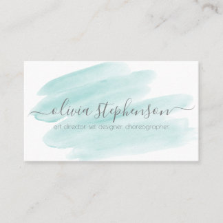 Blush Teal Watercolor Swash Visitekaartje