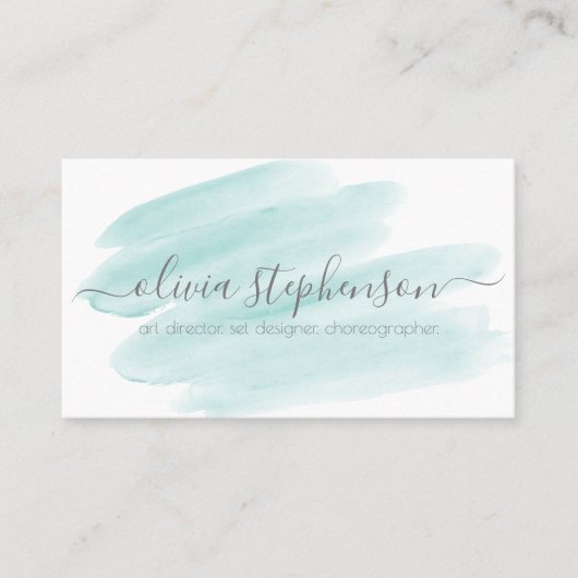 Blush Teal Watercolor Swash Visitekaartje (Voorkant)