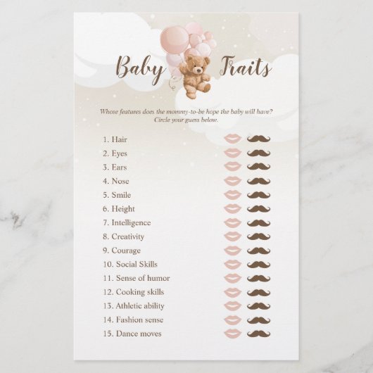 Blush Teddy Bear Baby Traits Spel Flyer (Voorkant)