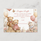 Blush Teddy Bear Diapper Raffle Informatiekaartje (Voorkant)