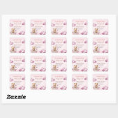 Blush Teddy Clouds Pink Baby Girl Bedankt Vierkante Sticker (Vel)