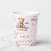 Blush Teddy Moon Pink Baby Girl Papieren Bekers (Voorkant)