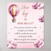 Blush Teddy Pink Clouds Baby shower Hoe groot is h Poster (Voorkant)