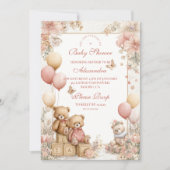 Blush teddybeer Baby shower Kaart (Voorkant)