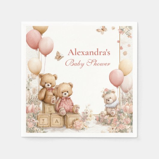 Blush teddybeer Baby shower Servet (Voorkant)
