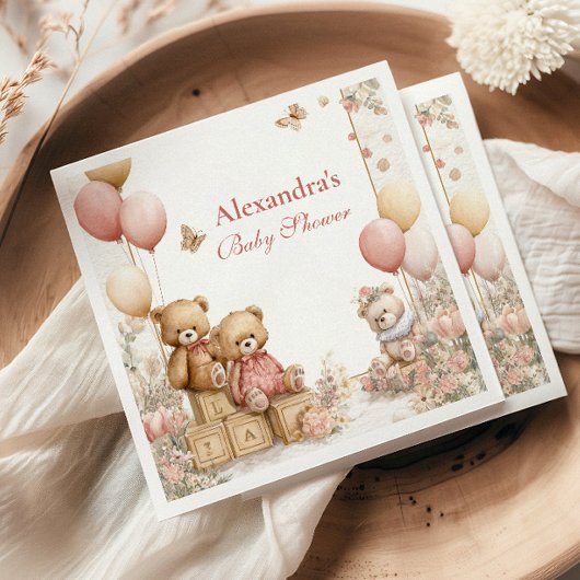 Blush teddybeer Baby shower Servet