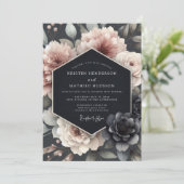 Blush Tenebrous Bloem Bruiloft Kaart (Staand voorkant)