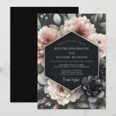Blush Tenebrous Bloem Bruiloft Kaart (Voorkant / Achterkant)