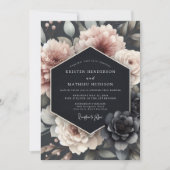 Blush Tenebrous Bloom Wedding Kaart (Voorkant)